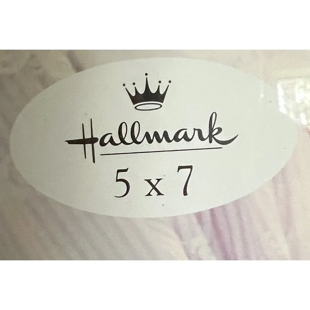 Vintage Hallmark Picture Frame Ceramic Oval Beige Floral Photo  5x7